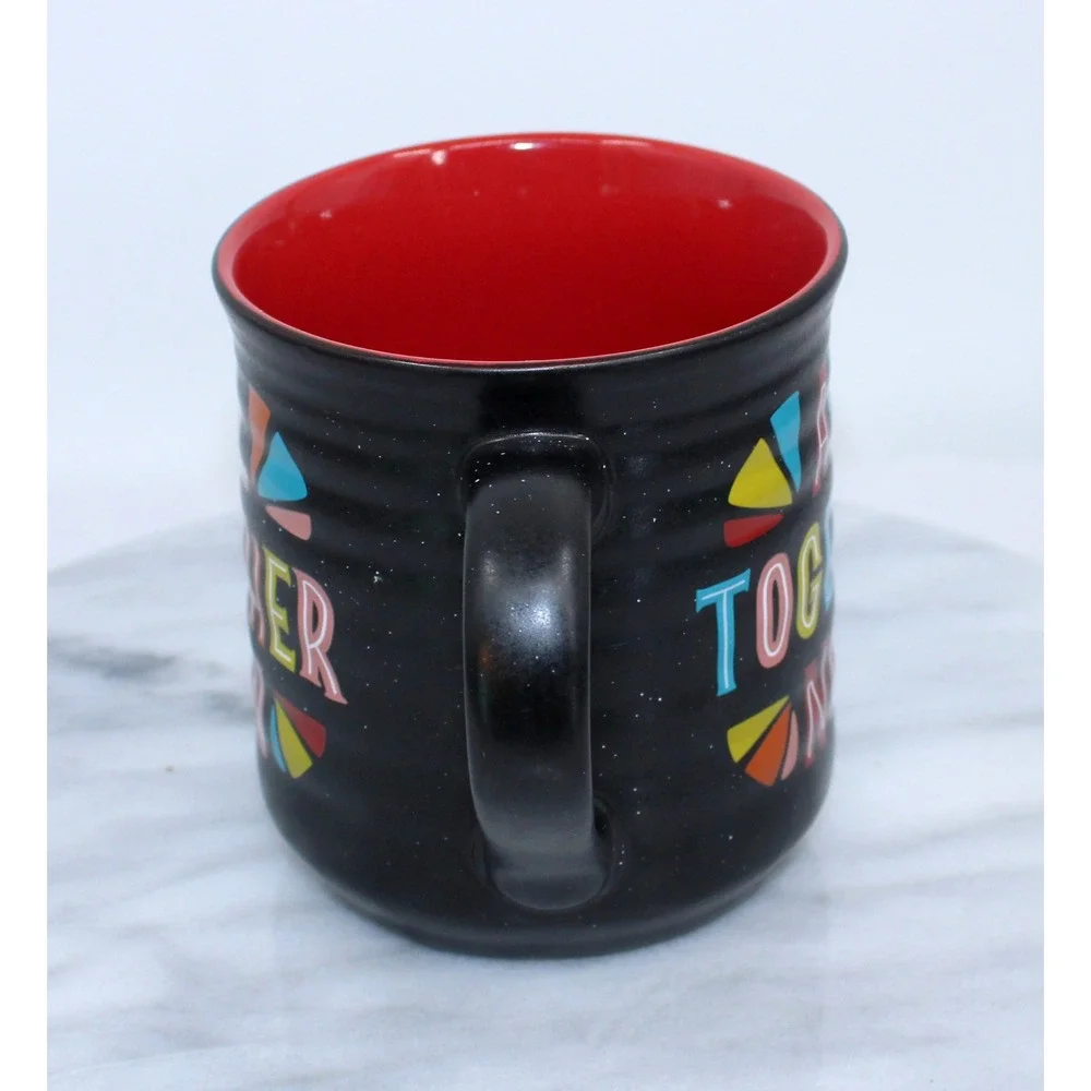 Sheffield Home All Together Now Ribbed Coffee Mug Black Red Interior Ceramic - Picture 2 of 6